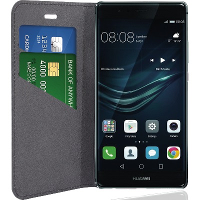 Eco Leather Book Case Black Huawei P9 Plus