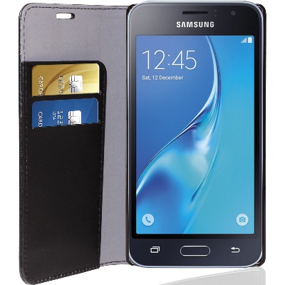 Eco Leather Book Case Black Samsung Galaxy J1 2016