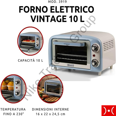 Ariete Forno Elettrico Vintage Celeste 10 Lt.