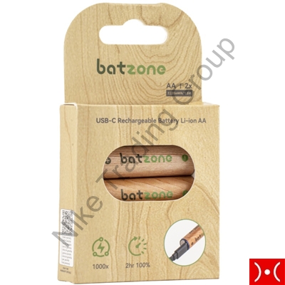 Batzone 2Pcs Batteria Litio AA ricaricabile