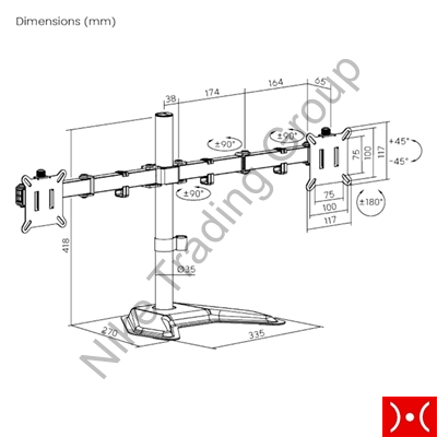 Brateck supporto inclinabile 2 Monitor PC 17 - 32