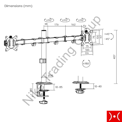 Brateck supporto 2 Monitor PC 17 - 32