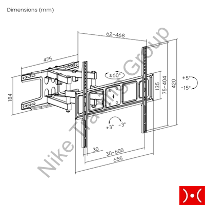 Brateck supporto TV da muro 37 - 80 con braccio