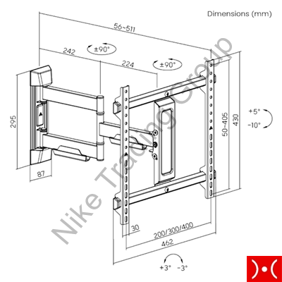 Brateck supporto TV da muro 32 - 75 con braccio