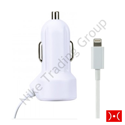 GeckoGo-2.1A car charger cable white 1m Lightning