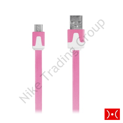 IESSENTIAL 1M MICRO USB FLAT CABLE IN PINK