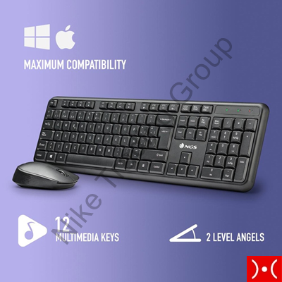 NGS Kit tastiera e mouse wireless da 2,4 GHz