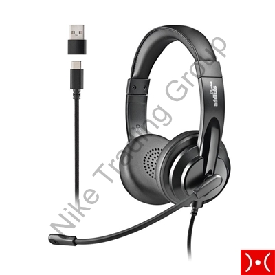 NGS Cuffia Stereo USB-C con microfono per PC Black