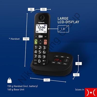 Panasonic Cordless facile utilizzo Nero+segreteria