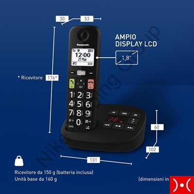 Panasonic Cordless facile utilizzo Nero+segreteria