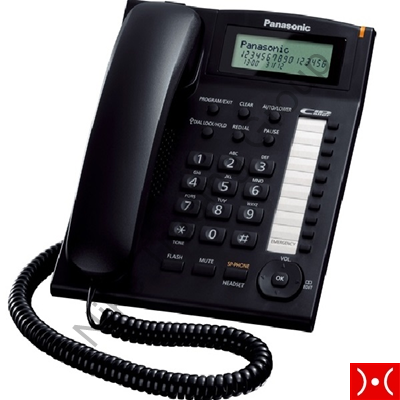 Panasonic Corded Phone + Headphone Jack Black