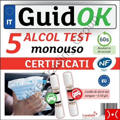 GuidOK Conf. 5 Alcol Test monouso certificati