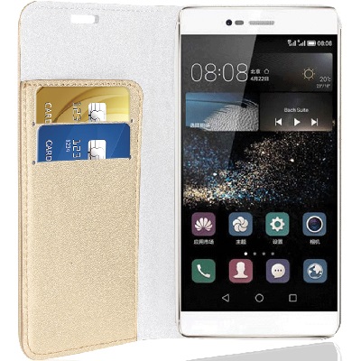 ECO LEATHER BOOK GOLD HUAWEI ASCEND P9