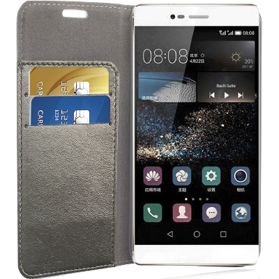 ECO LEATHER BOOK SILVER HUAWEI ASCEND P9