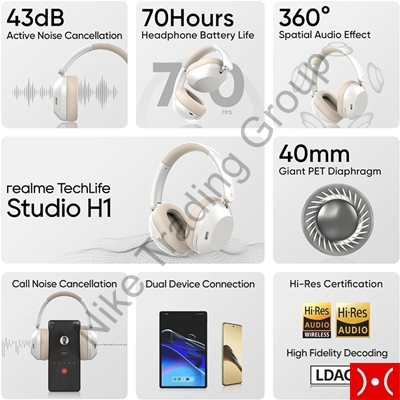 Realme Cuffia Bluetooth TechLife H1 White