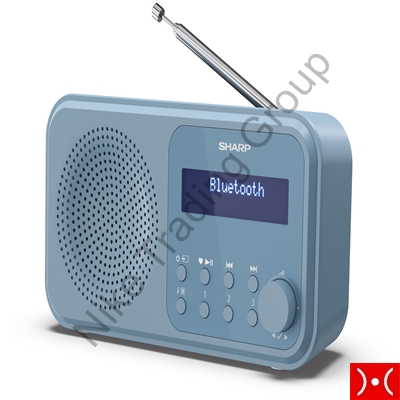 Sharp DAB+, FM Radio, BT 5.0, 3 W, Display Blue
