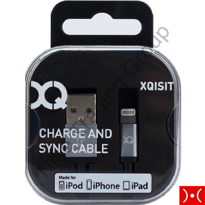 XQISIT Premium Charge & Sync Lightn. Grau